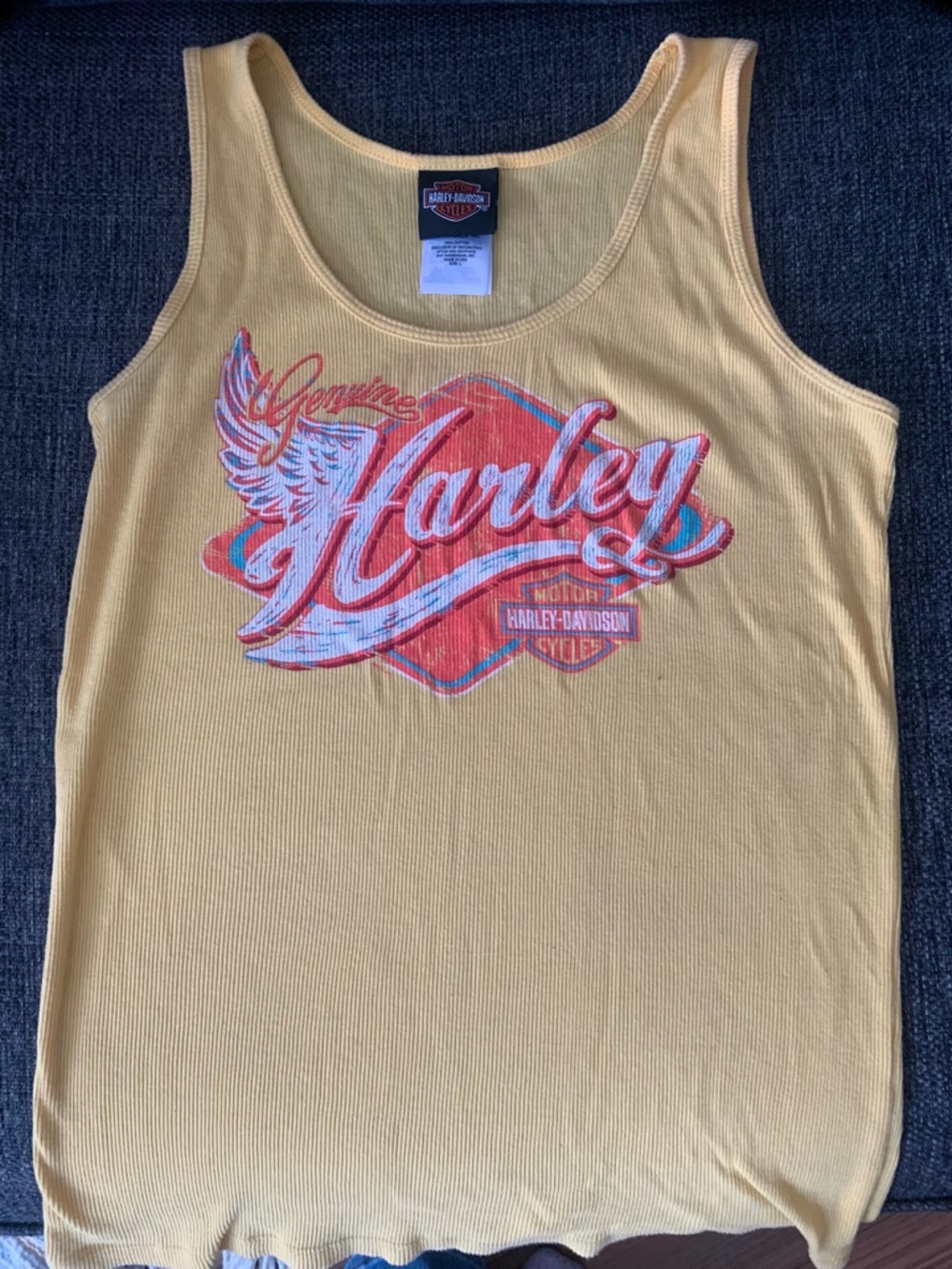 Harley-Davidson Black & Yellow Logo Ribbed Tank